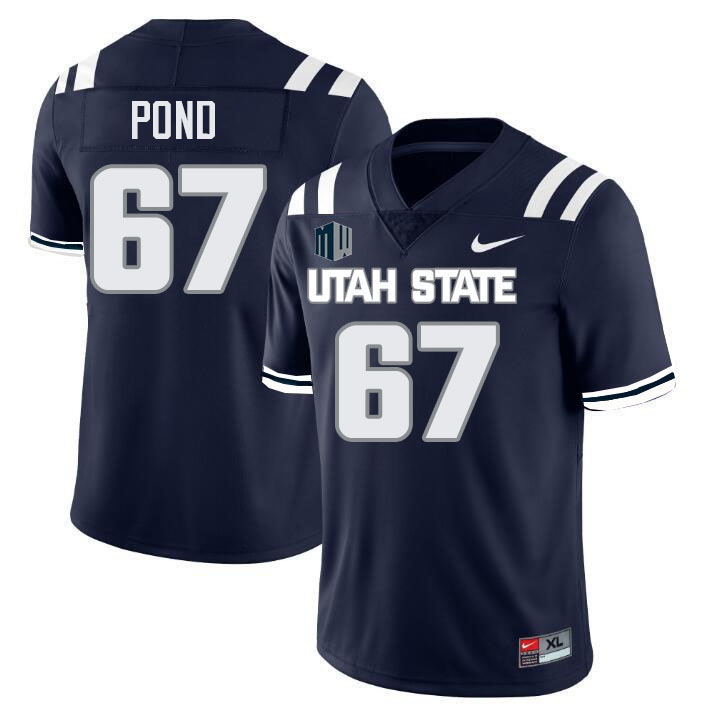 Utah State Aggies #67 Adam Pond College Football Jerseys Stitched Sale-Navy